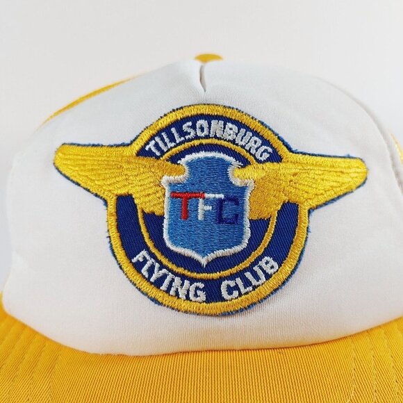 Tillsonburg Flying Club Vintage 70s  Trucker Hat Snapback Back Yellow Cap - Picture 2 of 6